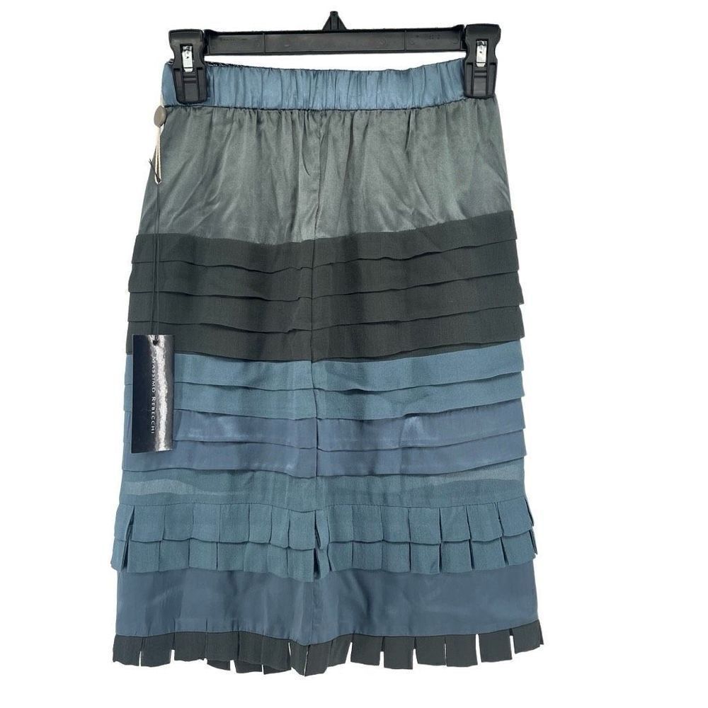 Massimo Rebecchi Women’s Blue Ombre Silk Layered Tiered Straight Skirt Size 6/8